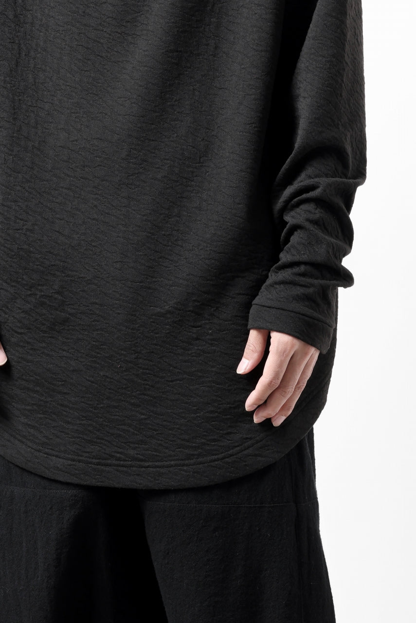 FIRST AID TO THE INJURED -UMEO- MOCK NECK LS TOPS / DOUBLE WAVY JERSEY (BLACK)