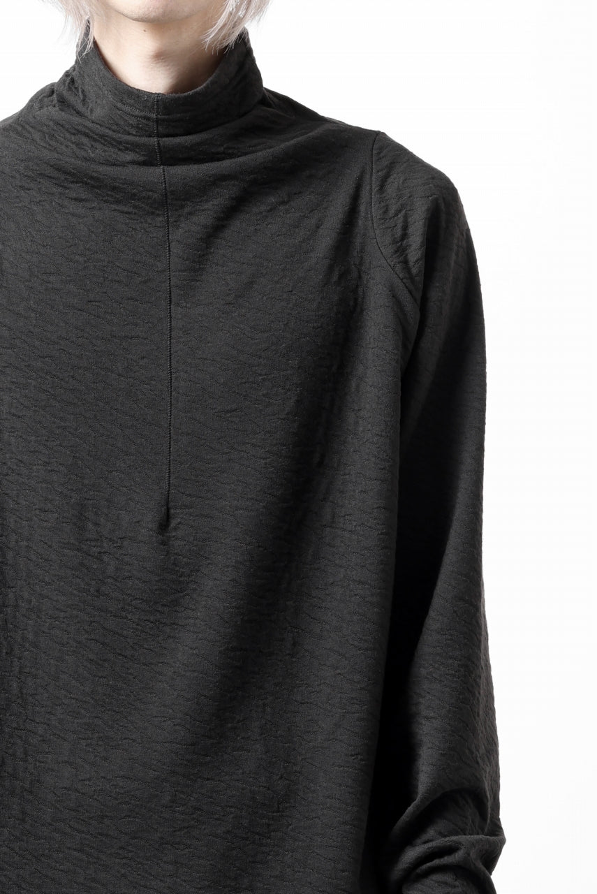 FIRST AID TO THE INJURED "UMEO" MOCK NECK L/S TOPS / DOUBLE WAVY JERSEY (BLACK)