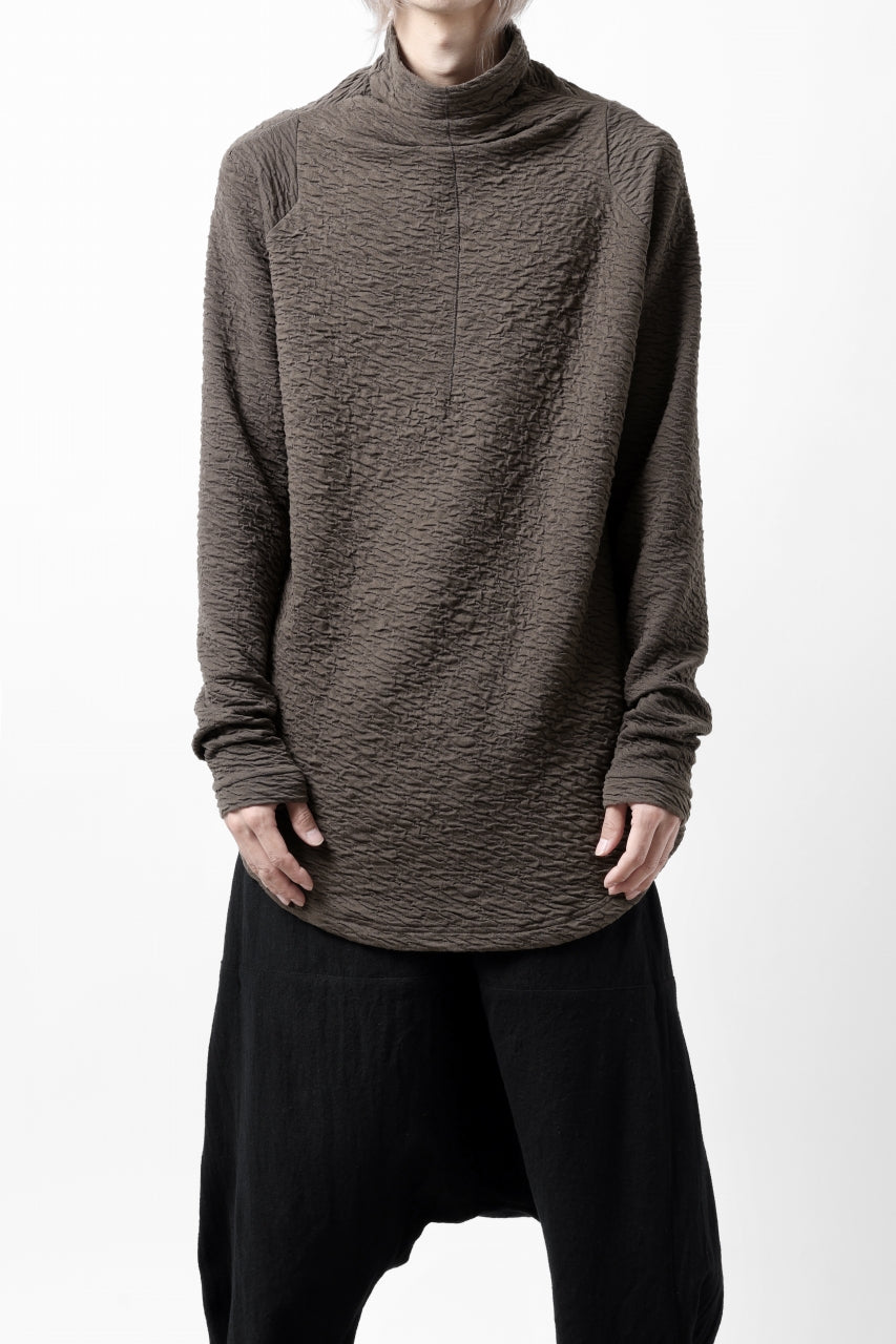 FIRST AID TO THE INJURED "UMEO" MOCK NECK L/S TOPS / DOUBLE WAVY JERSEY (FOSSIL)