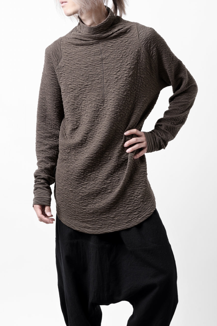 FIRST AID TO THE INJURED -UMEO- MOCK NECK LS TOPS / DOUBLE WAVY JERSEY (FOSSIL)