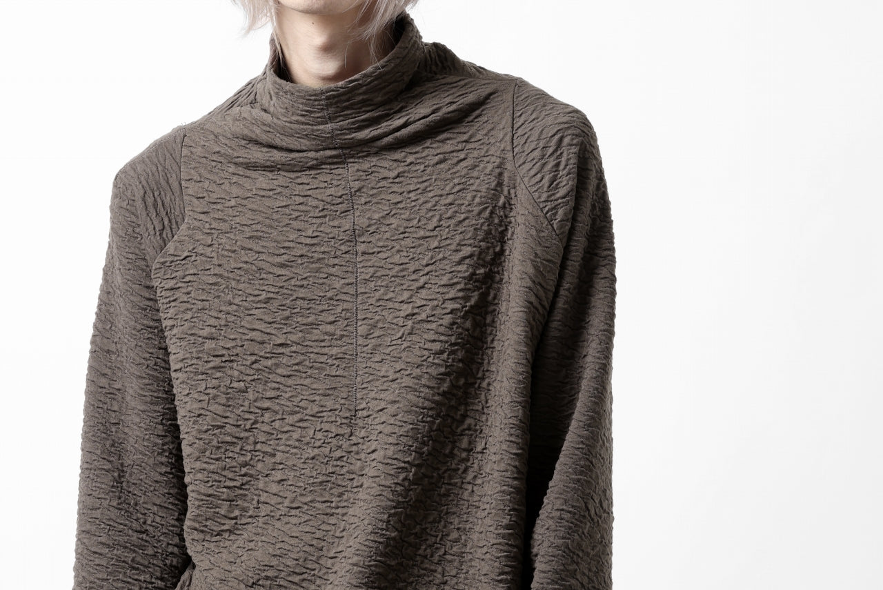 FIRST AID TO THE INJURED "UMEO" MOCK NECK L/S TOPS / DOUBLE WAVY JERSEY (FOSSIL)