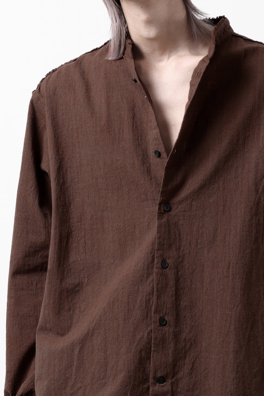 Load image into Gallery viewer, COLINA BANDED COLLAR WIDE SHIRT / HANDSPUN COTTON RUSTIC CHAMBRAY (RED CLAY)
