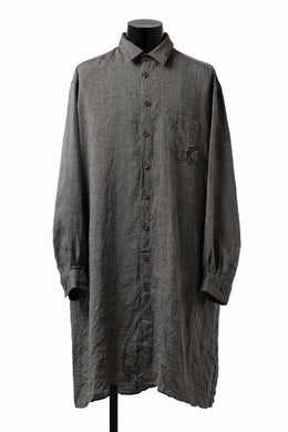 YUTA MATSUOKA long shirt / linen gold thread stripe (charcoal gray)