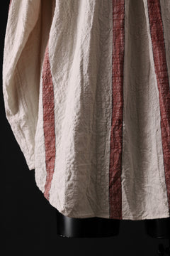 Load image into Gallery viewer, YUTA MATSUOKA mao collar shirt / organic cotton slub (red stripe)