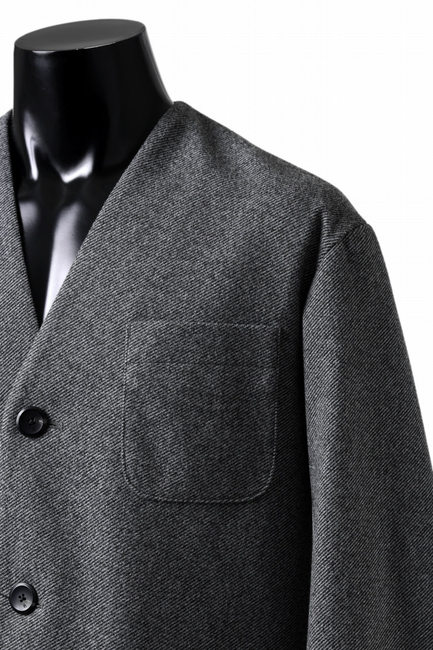 画像をギャラリービューアに読み込む, th products Collarless Jacket / active setter tweed knit (gray)