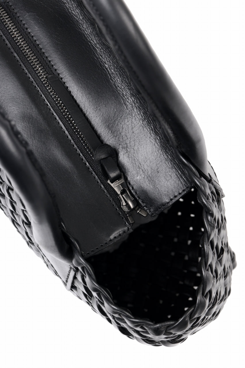 画像をギャラリービューアに読み込む, ISAMU KATAYAMA BACKLASH VEGETABLE TANNED BUFFALO MUSOU INTRECCIATO SMALL TOTE BAG (BLACK)