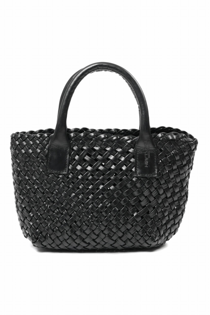 画像をギャラリービューアに読み込む, ISAMU KATAYAMA BACKLASH VEGETABLE TANNED BUFFALO MUSOU INTRECCIATO SMALL TOTE BAG (BLACK)