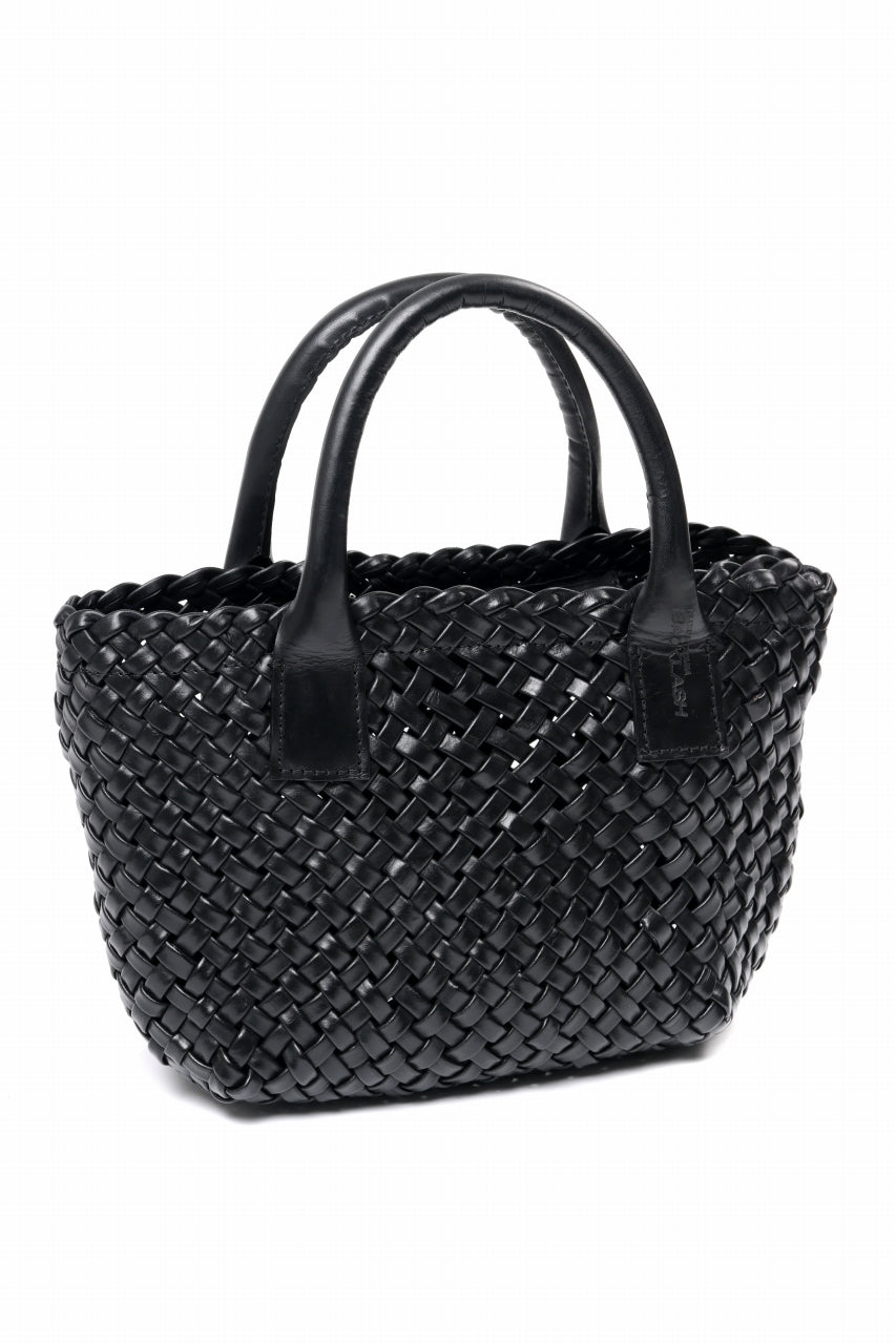 画像をギャラリービューアに読み込む, ISAMU KATAYAMA BACKLASH VEGETABLE TANNED BUFFALO MUSOU INTRECCIATO SMALL TOTE BAG (BLACK)