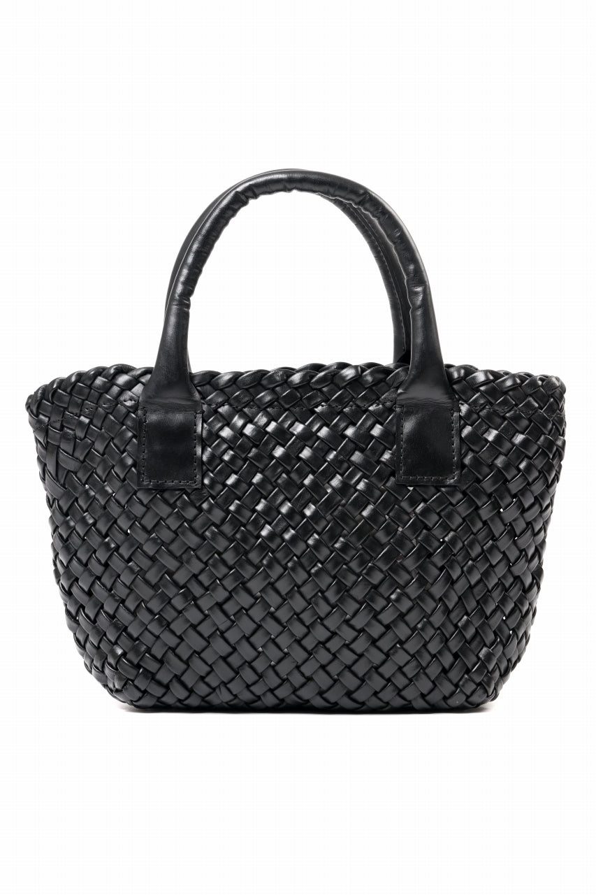 画像をギャラリービューアに読み込む, ISAMU KATAYAMA BACKLASH VEGETABLE TANNED BUFFALO MUSOU INTRECCIATO SMALL TOTE BAG (BLACK)