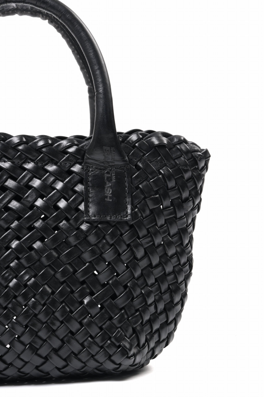 画像をギャラリービューアに読み込む, ISAMU KATAYAMA BACKLASH VEGETABLE TANNED BUFFALO MUSOU INTRECCIATO SMALL TOTE BAG (BLACK)