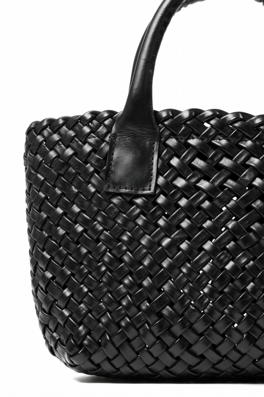 画像をギャラリービューアに読み込む, ISAMU KATAYAMA BACKLASH VEGETABLE TANNED BUFFALO MUSOU INTRECCIATO SMALL TOTE BAG (BLACK)