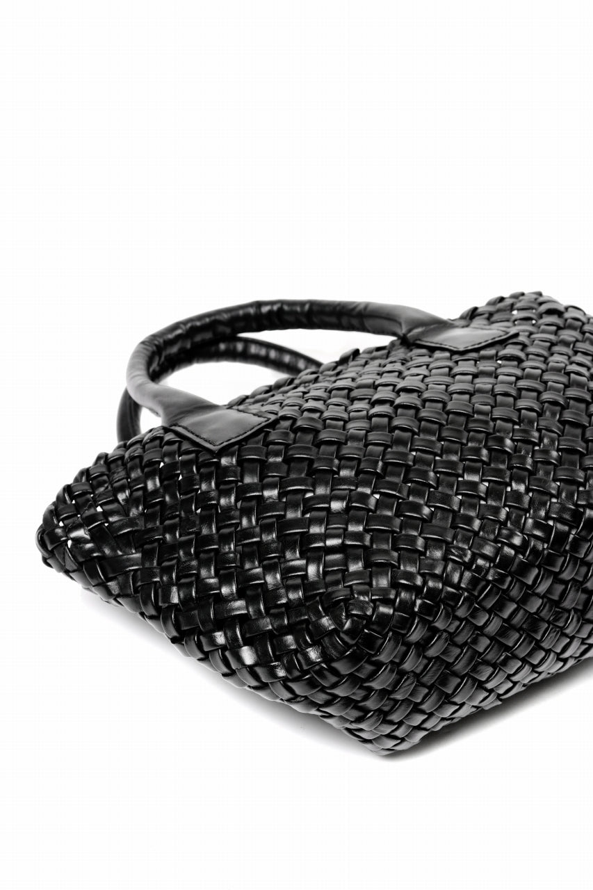 画像をギャラリービューアに読み込む, ISAMU KATAYAMA BACKLASH VEGETABLE TANNED BUFFALO MUSOU INTRECCIATO SMALL TOTE BAG (BLACK)