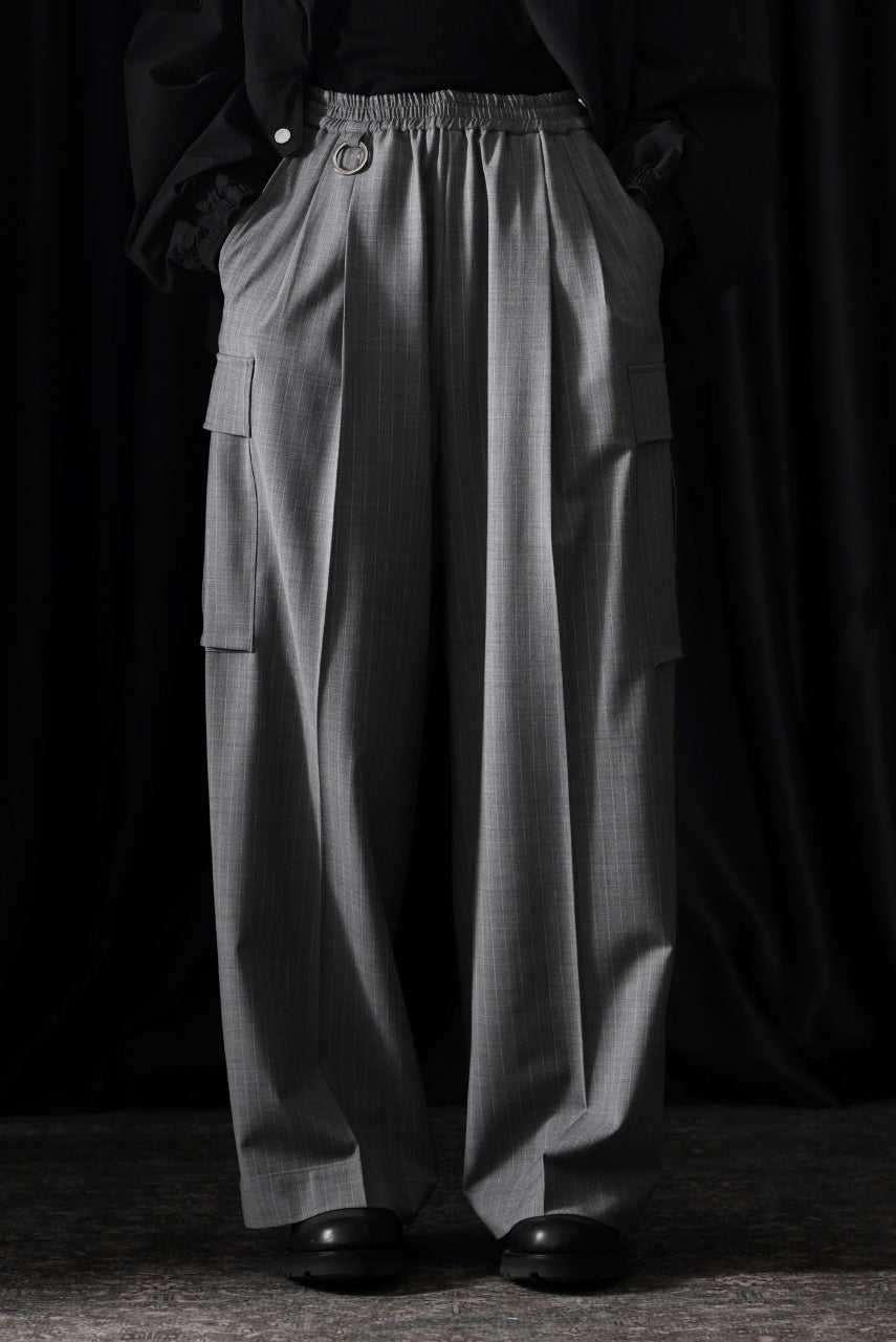 Load image into Gallery viewer, TARO HORIUCHI / th products Wide Cargo Pants / 2Way Stretch W/P Tropical (gray stripe)