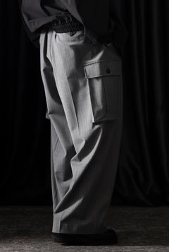 Load image into Gallery viewer, TARO HORIUCHI / th products Wide Cargo Pants / 2Way Stretch W/P Tropical (gray stripe)