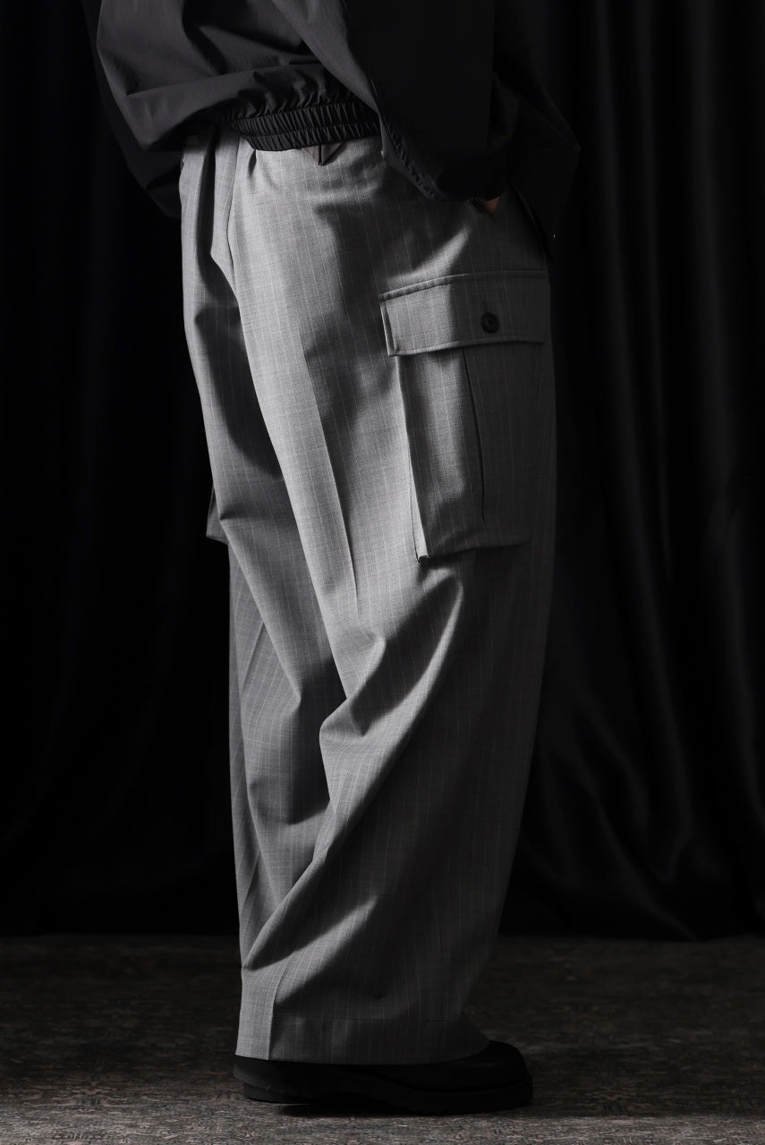 Load image into Gallery viewer, TARO HORIUCHI / th products Wide Cargo Pants / 2Way Stretch W/P Tropical (gray stripe)