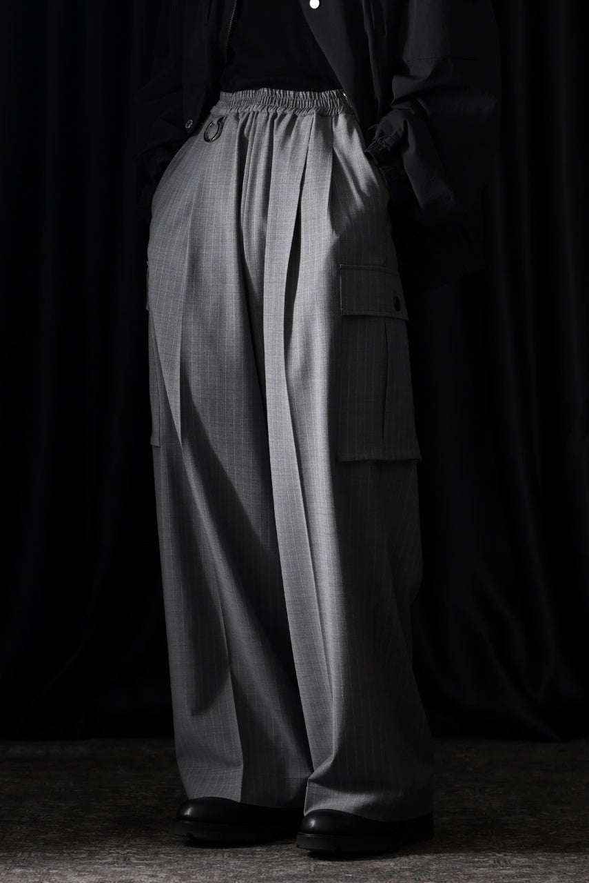 Load image into Gallery viewer, TARO HORIUCHI / th products Wide Cargo Pants / 2Way Stretch W/P Tropical (gray stripe)