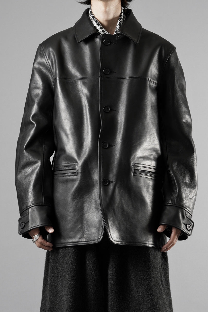 Load image into Gallery viewer, Y&#39;s for men x MASSES LEATHER CAR COAT / MA HORSE LEATHER (BLACK)