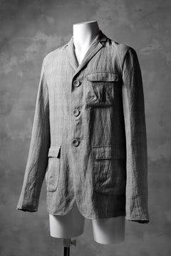 Load image into Gallery viewer, blackcrow 3B linen check jacket / sumi dyed (carbon)