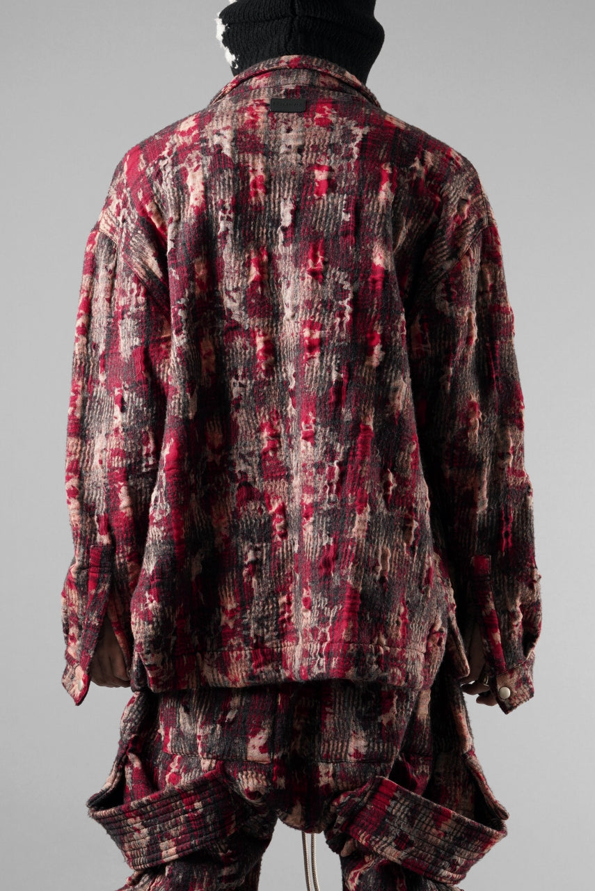 画像をギャラリービューアに読み込む, A.F ARTEFACT SNAPPED SHIRT / JACQUARD ABSTRACT PATTERN (RED)