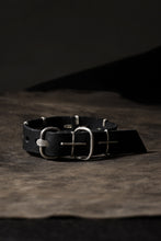 Load image into Gallery viewer, m.a+ thin silver cross studded wrist band / A-F2BL1 GR2,0 (BLACK)
