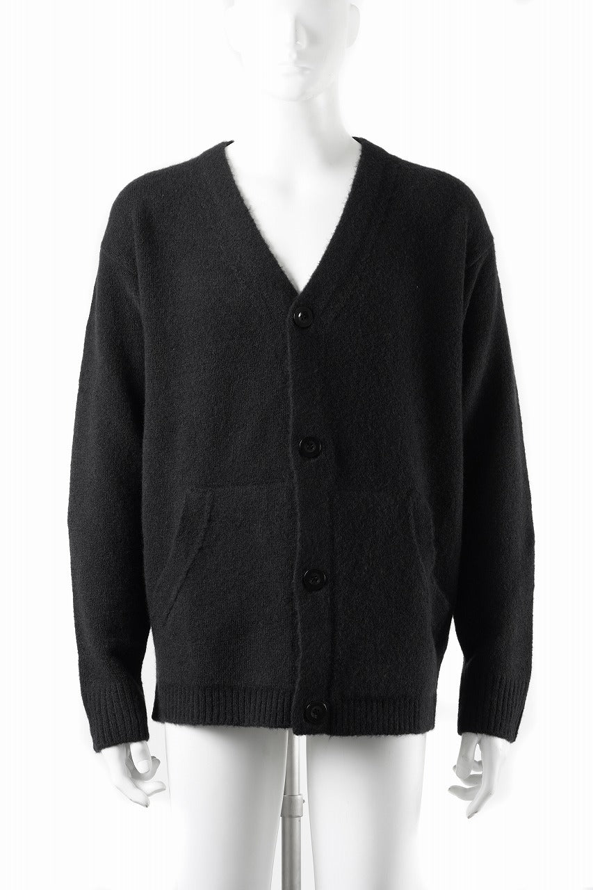 Ten c CARDIGAN / BRUSHED STRETCH WOOL (NERO)