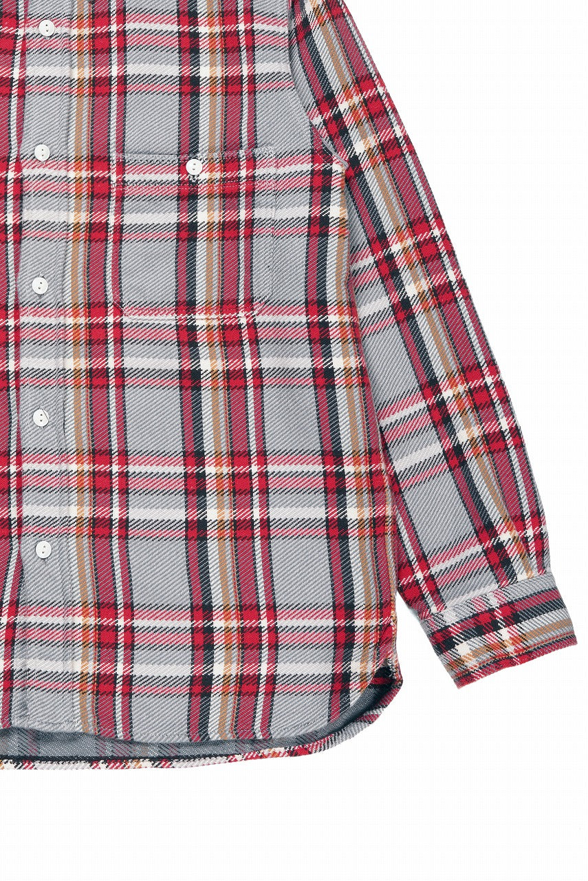 画像をギャラリービューアに読み込む, FULLCOUNT FLANNEL WORK SHIRT / ORIGINAL COTTON CHECK (GRAY x RED)