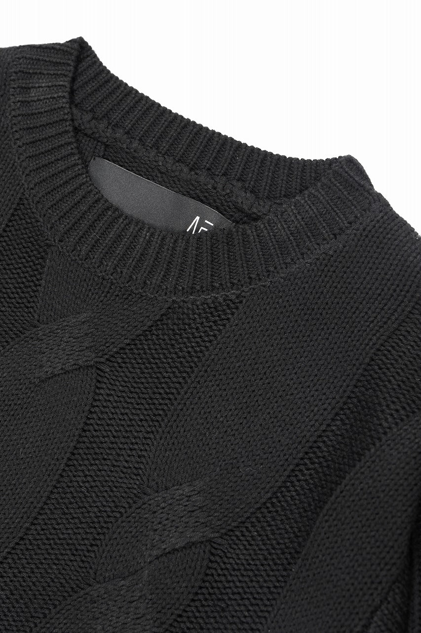 画像をギャラリービューアに読み込む, A.F ARTEFACT CABLE KNIT PULLOVER / RELAX FIT (BLACK)