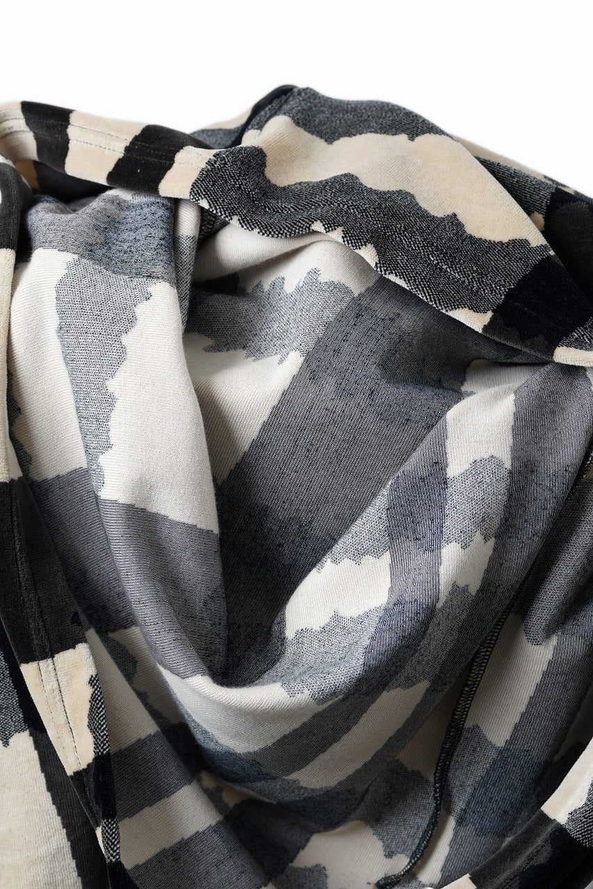 画像をギャラリービューアに読み込む, A.F ARTEFACT DOLMAN HOODED ZIP / JACQUARD DEFORMED PLAID VELOR (BLACK x GREY x IVORY)
