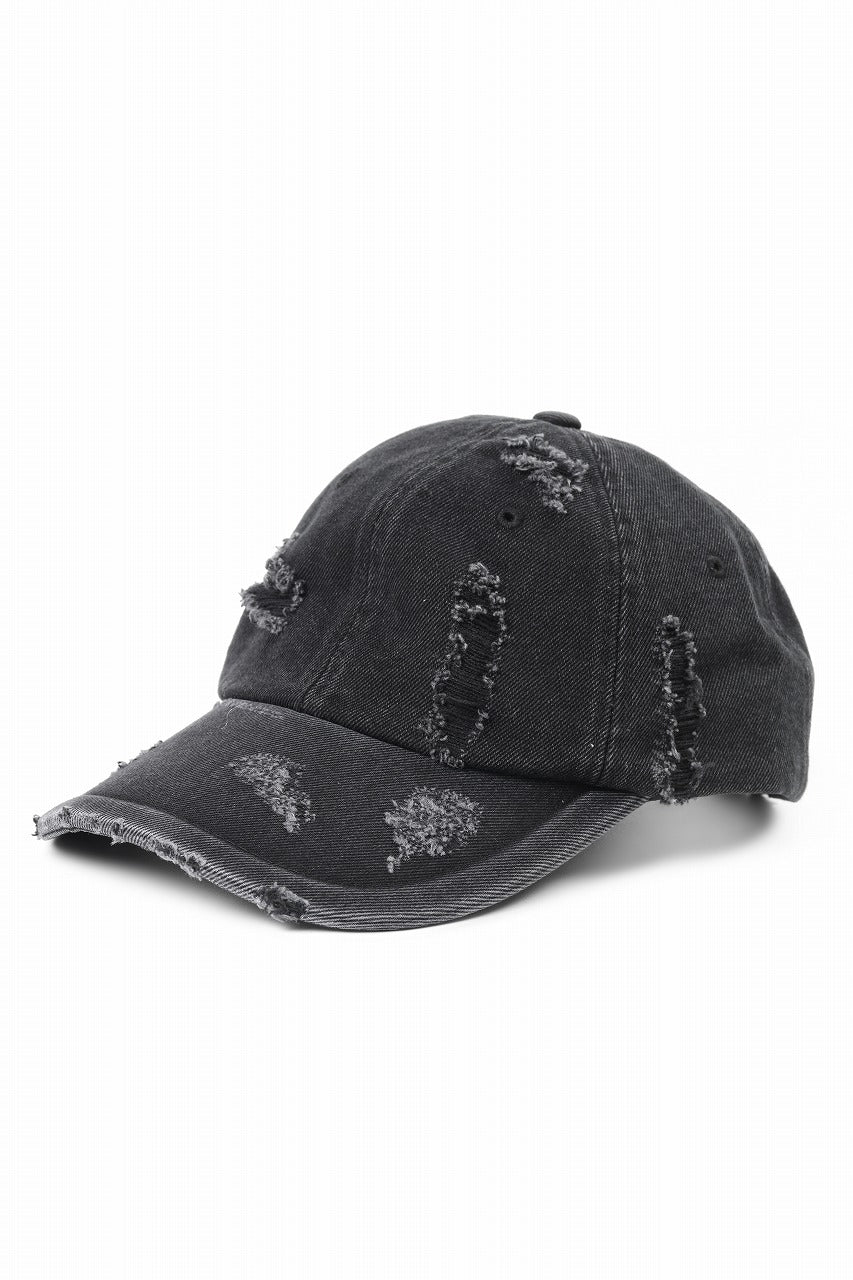 Juun.J Distressed Denim Ball Cap (BLACK)