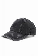 Juun.J Distressed Denim Ball Cap (BLACK)