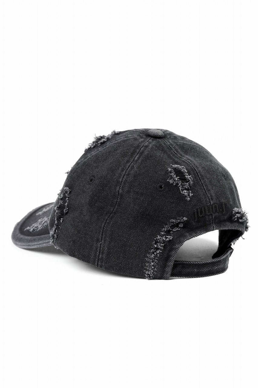 Juun.J Distressed Denim Ball Cap (BLACK)