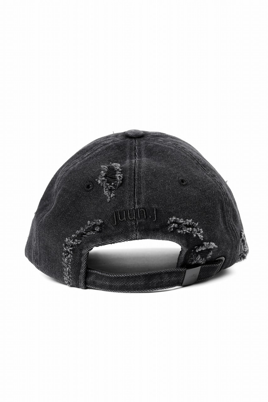 Juun.J Distressed Denim Ball Cap (BLACK)