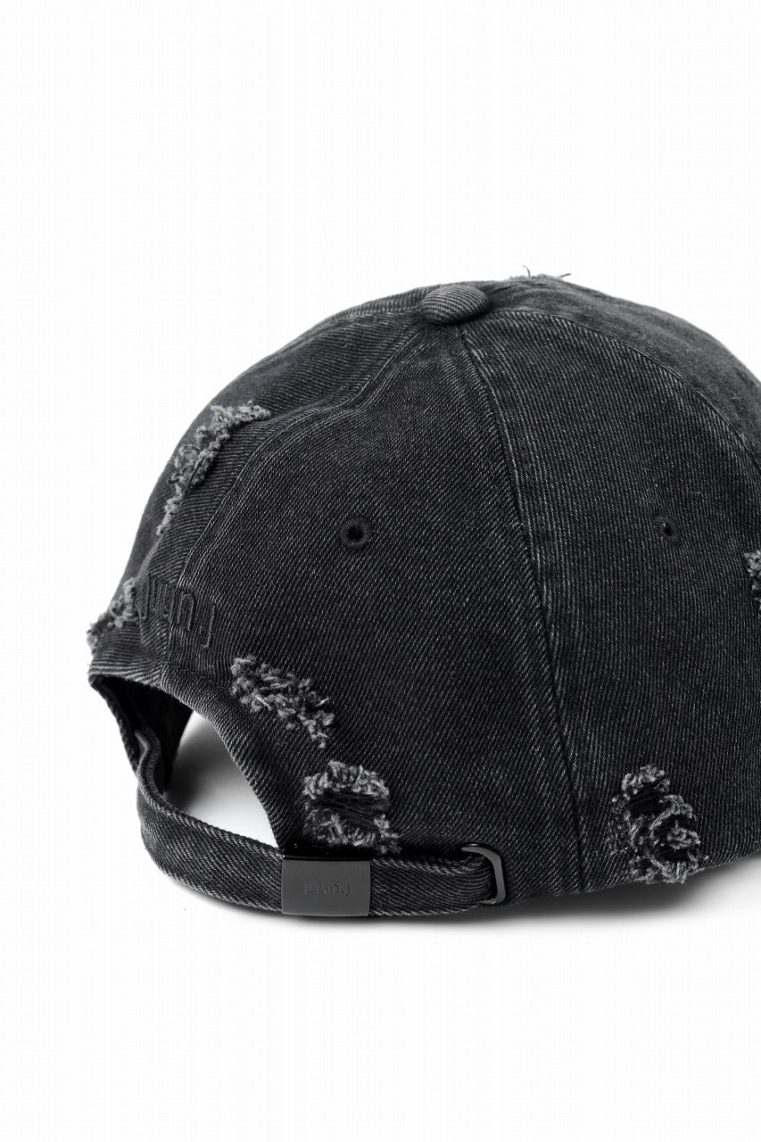 Juun.J Distressed Denim Ball Cap (BLACK)