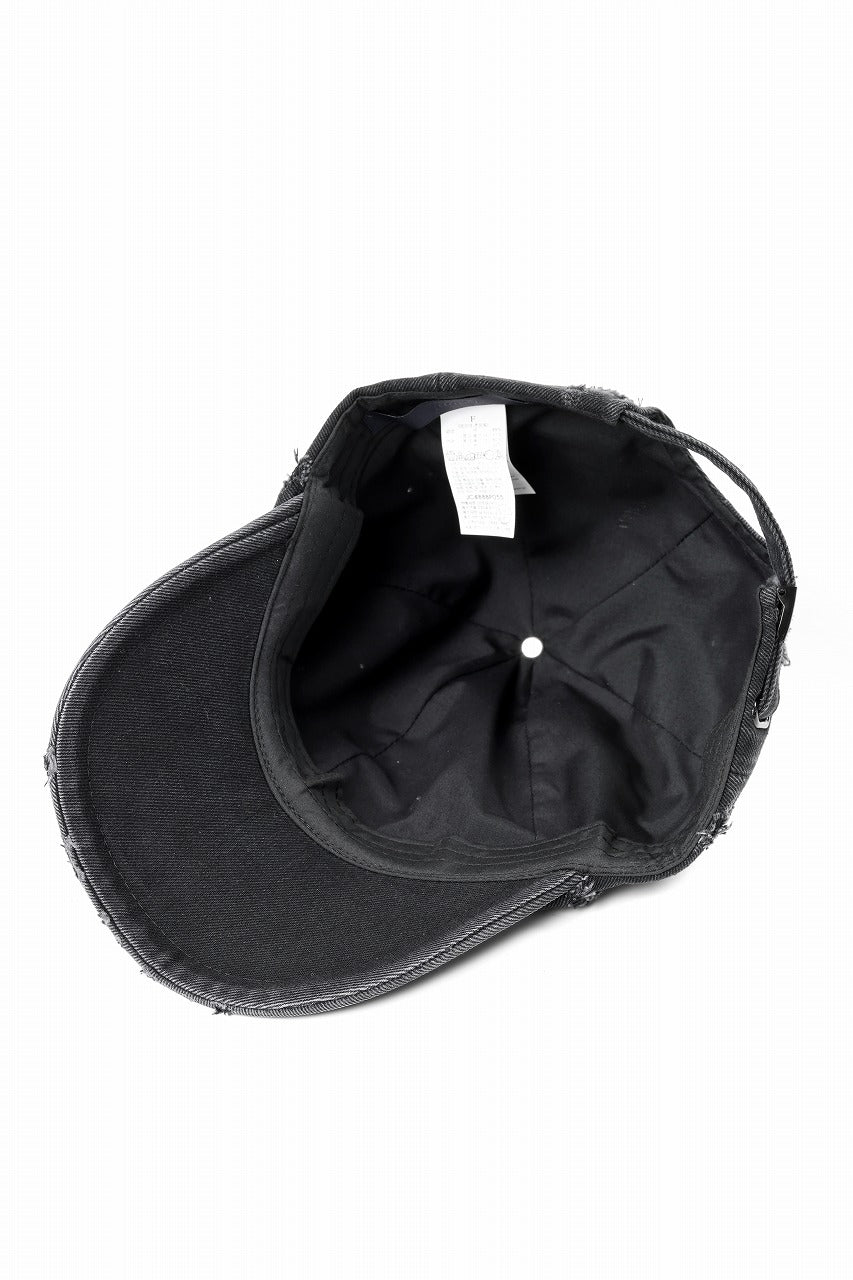 Juun.J Distressed Denim Ball Cap (BLACK)