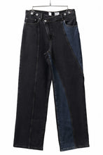 画像をギャラリービューアに読み込む, Feng Chen Wang TILTED WASITBAND JEANS TROUSERS (BLACK/BLUE)