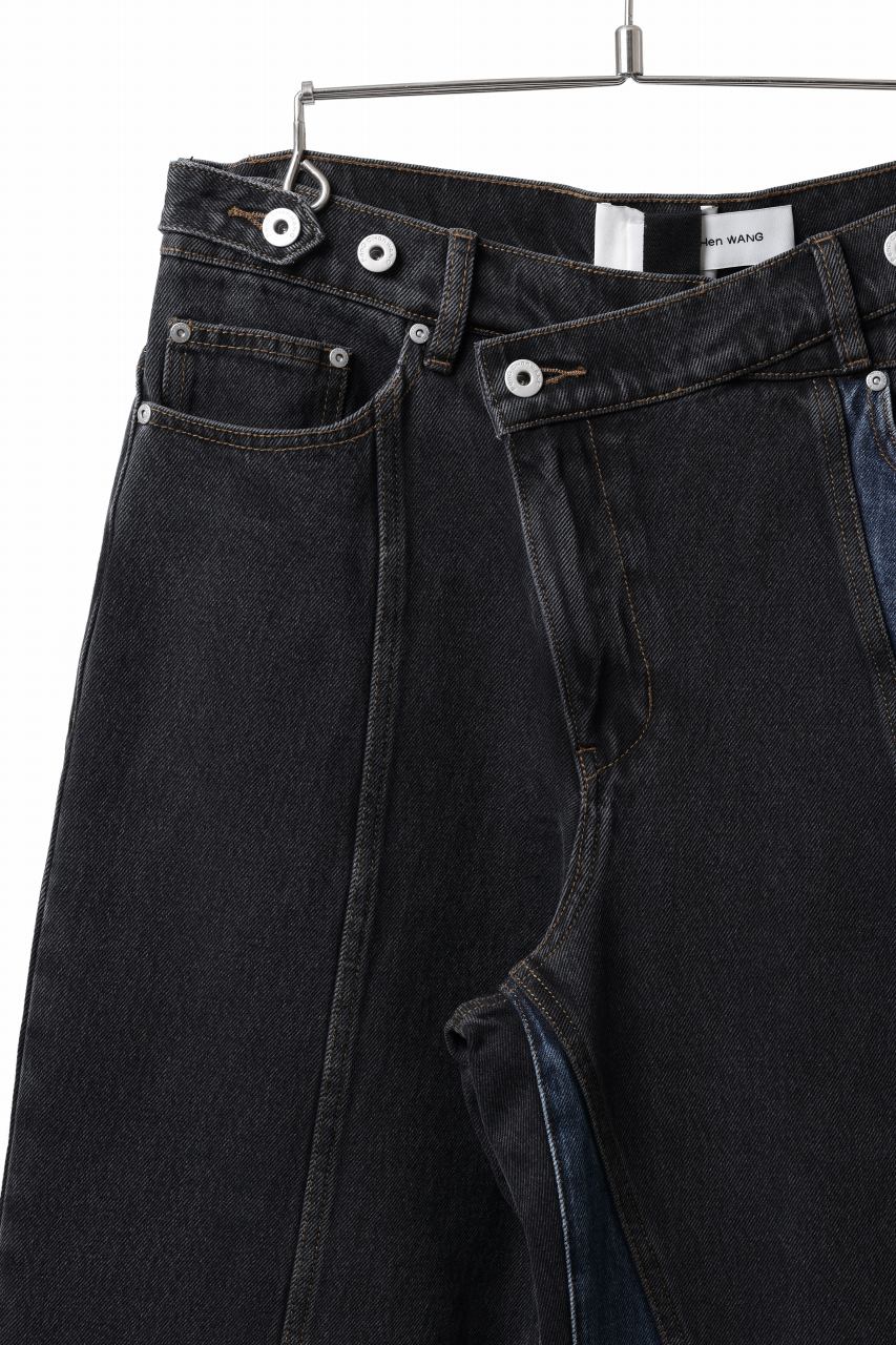 Load image into Gallery viewer, Feng Chen Wang TILTED WASITBAND JEANS TROUSERS (BLACK/BLUE)