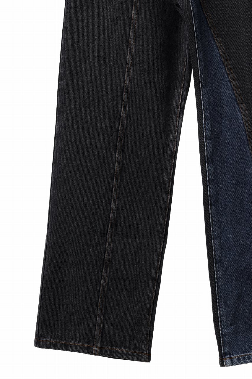 Load image into Gallery viewer, Feng Chen Wang TILTED WASITBAND JEANS TROUSERS (BLACK/BLUE)