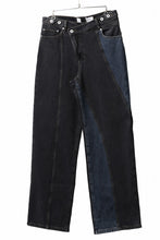 画像をギャラリービューアに読み込む, Feng Chen Wang TILTED WASITBAND JEANS TROUSERS (BLACK/BLUE)