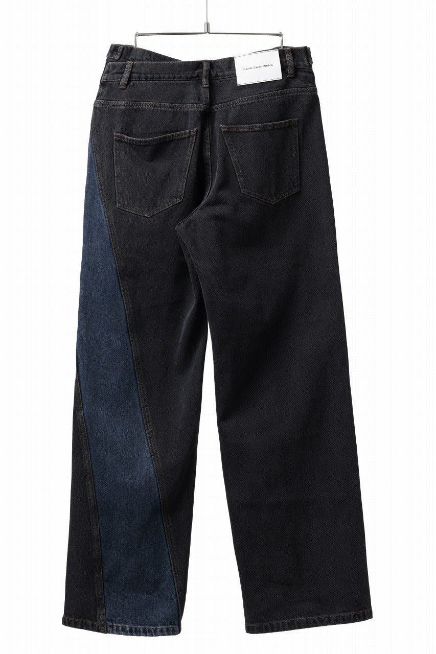 Feng Chen Wang TILTED WASITBAND JEANS TROUSERS (BLACK/BLUE)