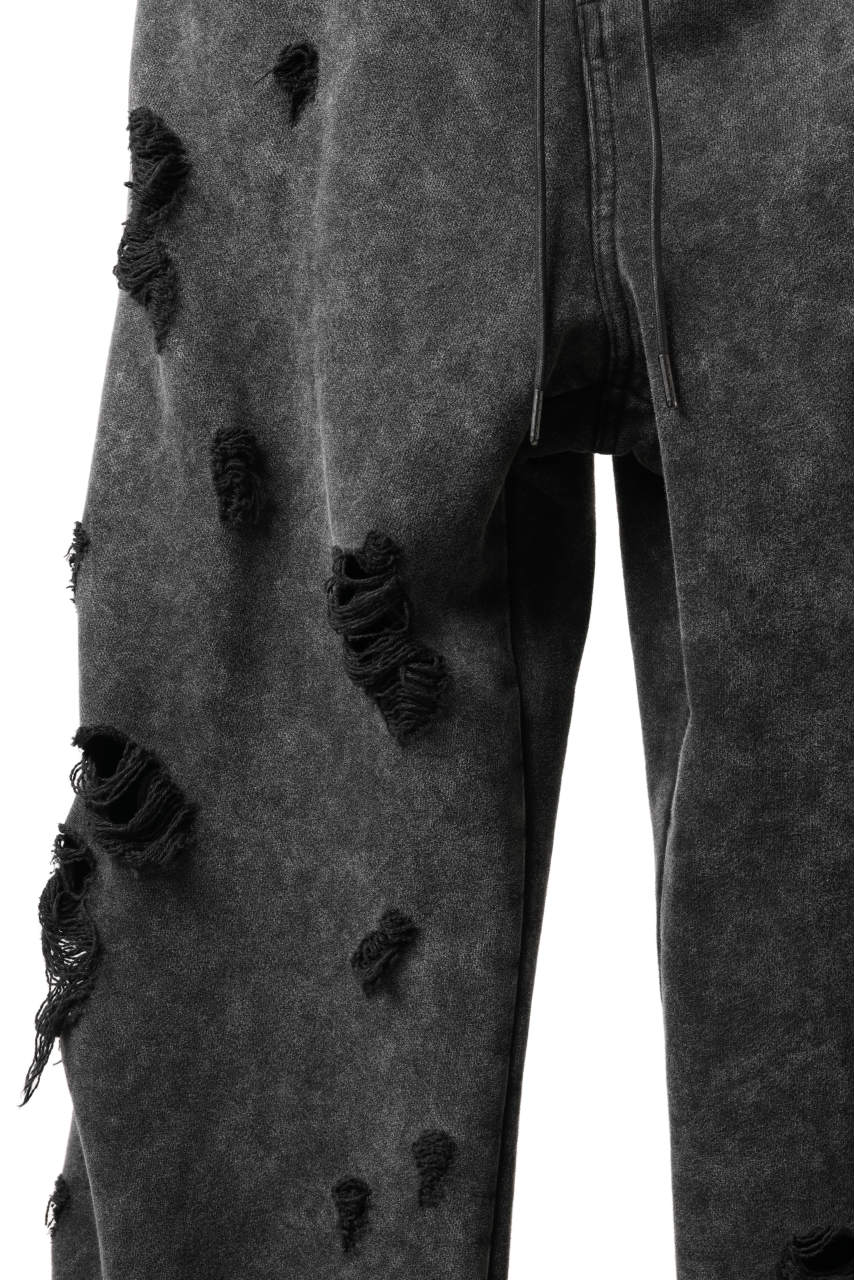Juun.J Garment Dyed Distressed Wide Track Pants (GREY)