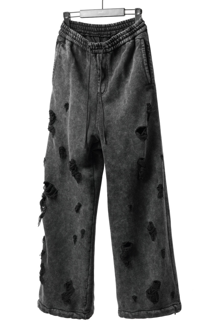 Juun.J Garment Dyed Distressed Wide Track Pants (GREY)