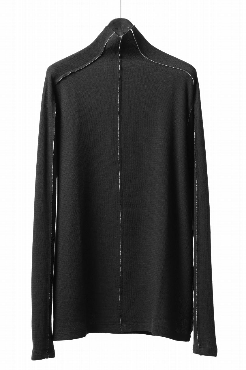 thom/krom BOTTLE NECK L/S TOPS / DOUBLE FACE JERSEY (BLACK / WHITE)