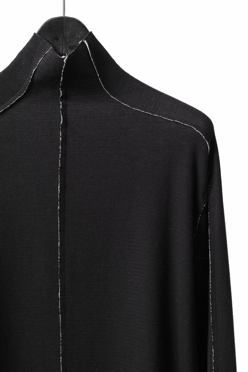 thom/krom BOTTLE NECK L/S TOPS / DOUBLE FACE JERSEY (BLACK / WHITE)