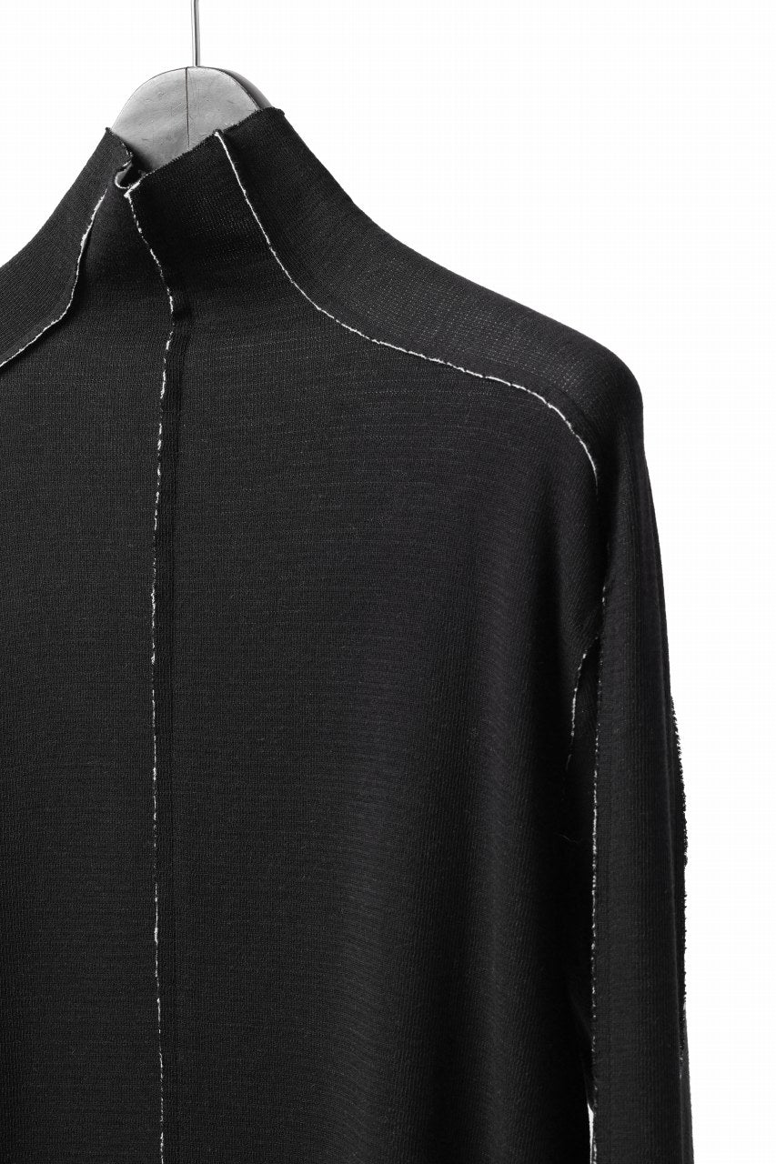 thom/krom BOTTLE NECK L/S TOPS / DOUBLE FACE JERSEY (BLACK / WHITE)