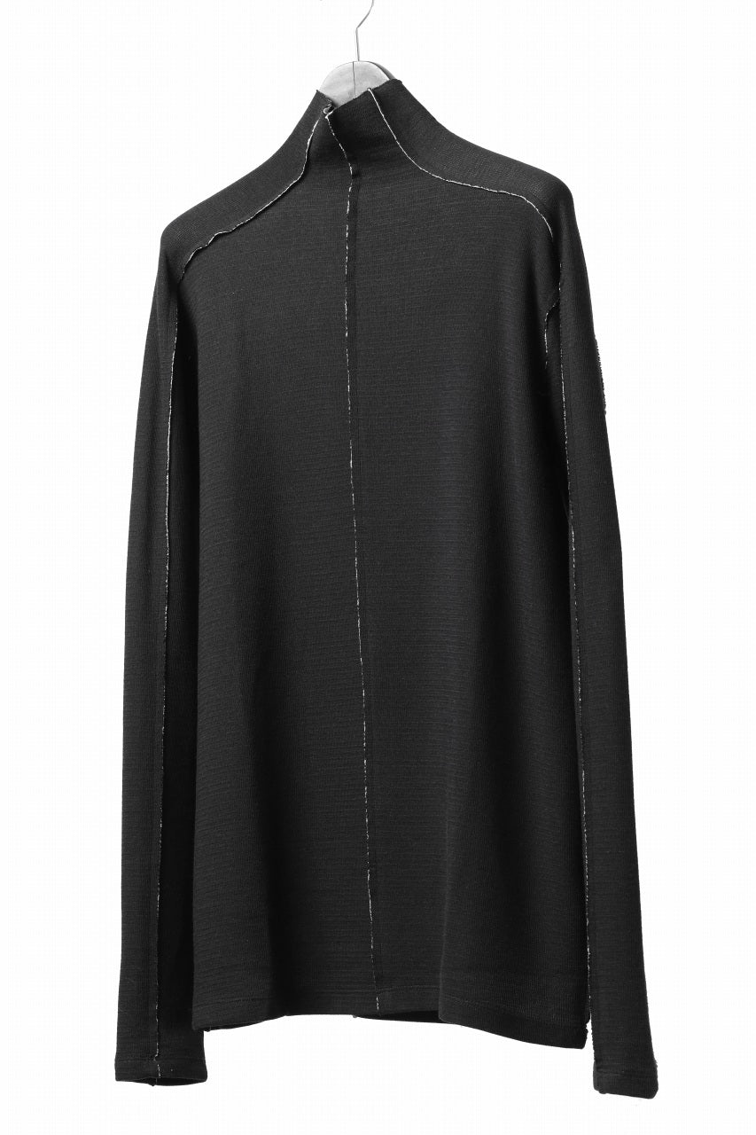 thom/krom BOTTLE NECK L/S TOPS / DOUBLE FACE JERSEY (BLACK / WHITE)