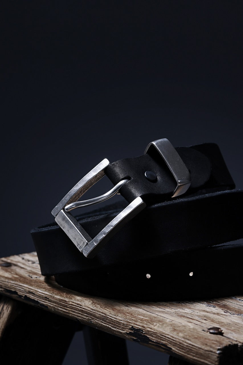 Load image into Gallery viewer, ISAMU KATAYAMA BACKLASH PIN-BELT 35mm / OBJECT DYED DOUBLE SHOULDER LEATHER (BLACK)