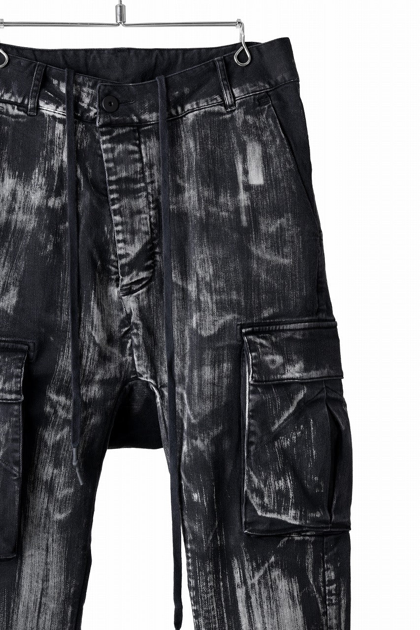 11 BY BORIS BIDJAN SABERI CARGO POCKET PANTS / OBJECT DYED & USED EFFECT "P21B-F1481" (BLACK)