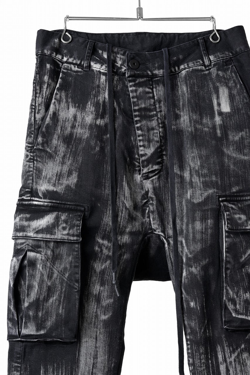 11 BY BORIS BIDJAN SABERI CARGO POCKET PANTS / OBJECT DYED & USED EFFECT "P21B-F1481" (BLACK)