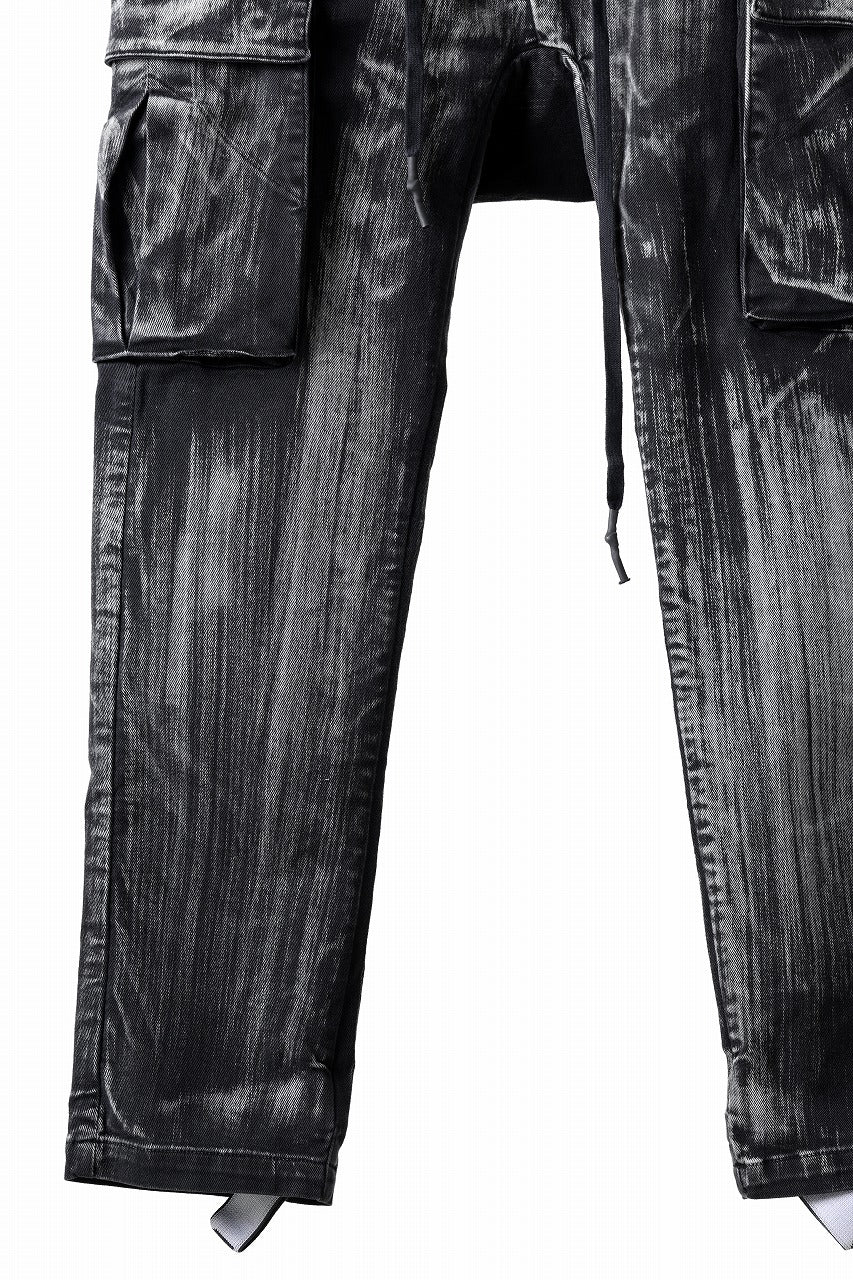 11 BY BORIS BIDJAN SABERI CARGO POCKET PANTS / OBJECT DYED & USED EFFECT "P21B-F1481" (BLACK)