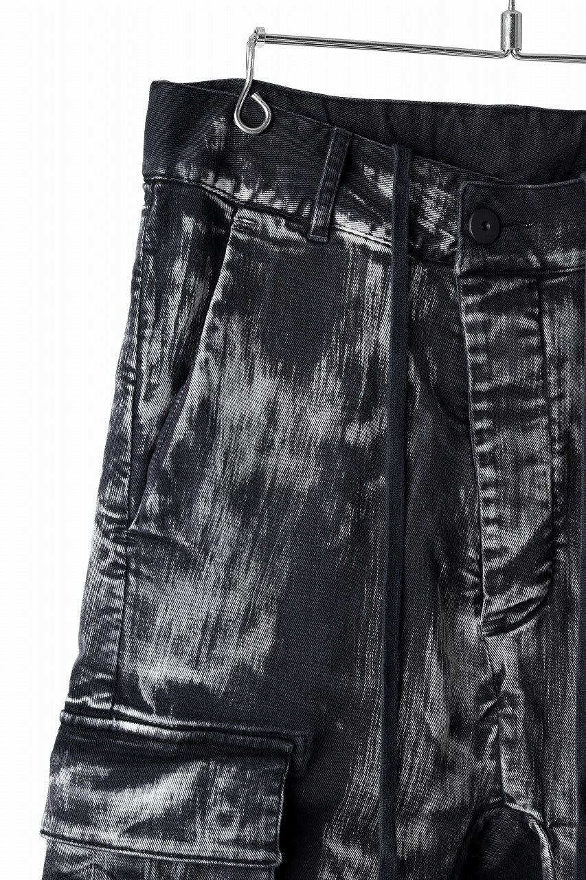 11 BY BORIS BIDJAN SABERI CARGO POCKET PANTS / OBJECT DYED & USED EFFECT "P21B-F1481" (BLACK)